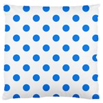 Polka Dots - Dodger Blue on White Large Flano Cushion Case (One Side)