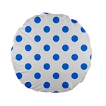 Polka Dots - Dodger Blue on White Standard 15  Premium Round Cushion