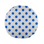 Polka Dots - Dodger Blue on White Standard 15  Premium Flano Round Cushion