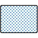 Polka Dots - Dodger Blue on White Fleece Blanket (Large) (One Side)