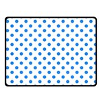 Polka Dots - Dodger Blue on White Fleece Blanket (Small) (One Side)