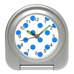 Polka Dots - Dodger Blue on White Desk Alarm Clock