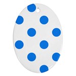 Polka Dots - Dodger Blue on White Ornament (Oval)