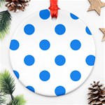 Polka Dots - Dodger Blue on White Ornament (Round)