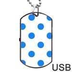 Polka Dots - Dodger Blue on White Dog Tag USB Flash (Two Sides)