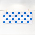 Polka Dots - Dodger Blue on White Hand Towel