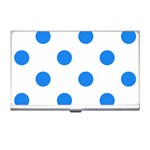 Polka Dots - Dodger Blue on White Business Card Holder