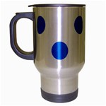Polka Dots - Dodger Blue on White Travel Mug (Silver Gray)