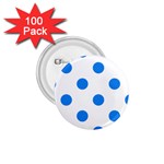 Polka Dots - Dodger Blue on White 1.75  Button (100 pack)