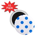 Polka Dots - Dodger Blue on White 1.75  Magnet (10 pack)