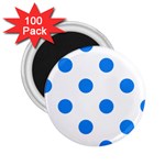 Polka Dots - Dodger Blue on White 2.25  Magnet (100 pack)