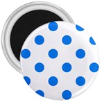 Polka Dots - Dodger Blue on White 3  Magnet