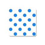 Polka Dots - Dodger Blue on White Magnet (Square)