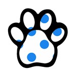 Polka Dots - Dodger Blue on White Magnet (Paw Print)