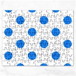 Polka Dots - Dodger Blue on White Jigsaw Puzzle (Rectangular)