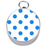 Polka Dots - Dodger Blue on White Silver Compass
