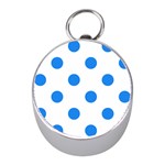 Polka Dots - Dodger Blue on White Silver Compass (Mini)