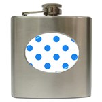 Polka Dots - Dodger Blue on White Hip Flask (6 oz)