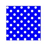Polka Dots - White on Blue Small Satin Scarf  (Square)