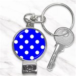 Polka Dots - White on Blue Nail Clippers Key Chain