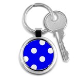 Polka Dots - White on Blue Key Chain (Round)