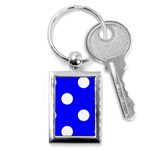 Polka Dots - White on Blue Key Chain (Rectangle)