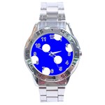 Polka Dots - White on Blue Stainless Steel Analogue Watch