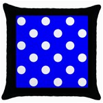 Polka Dots - White on Blue Throw Pillow Case (Black)