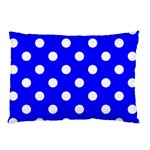 Polka Dots - White on Blue Pillow Case (One Side)