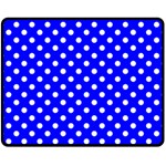 Polka Dots - White on Blue Fleece Blanket (Medium) (One Side)
