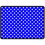 Polka Dots - White on Blue Double Sided Fleece Blanket (Large) (Two Sides)