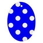 Polka Dots - White on Blue Ornament (Oval)