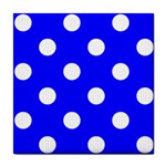 Polka Dots - White on Blue Tile Coaster