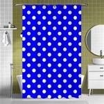Polka Dots - White on Blue Shower Curtain 48  x 72  (Small)