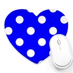 Polka Dots - White on Blue Heart Mousepad