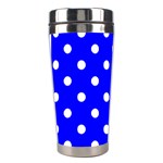Polka Dots - White on Blue Stainless Steel Travel Tumbler