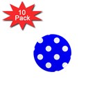 Polka Dots - White on Blue 1  Mini Magnet (10 pack)