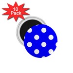 Polka Dots - White on Blue 1.75  Magnet (10 pack)