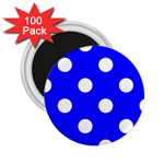 Polka Dots - White on Blue 2.25  Magnet (100 pack)