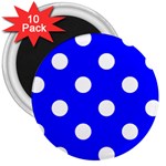 Polka Dots - White on Blue 3  Magnet (10 pack)
