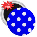Polka Dots - White on Blue 3  Magnet (100 pack)