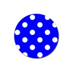 Polka Dots - White on Blue Magnet 3  (Round)