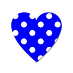 Polka Dots - White on Blue Magnet (Heart)