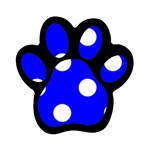 Polka Dots - White on Blue Magnet (Paw Print)