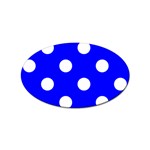Polka Dots - White on Blue Sticker Oval (100 pack)
