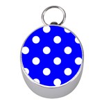 Polka Dots - White on Blue Silver Compass (Mini)