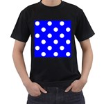 Polka Dots - White on Blue Men s T-Shirt (Black)
