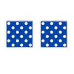Polka Dots - White on Cobalt Blue Cufflinks (Square)