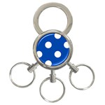 Polka Dots - White on Cobalt Blue 3-Ring Key Chain