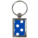 Polka Dots - White on Cobalt Blue Key Chain (Rectangle)